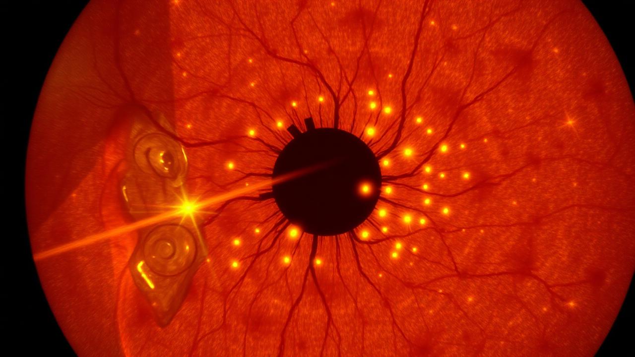 Retina sottoposta a trattamento laser panretinico per la forma proliferante